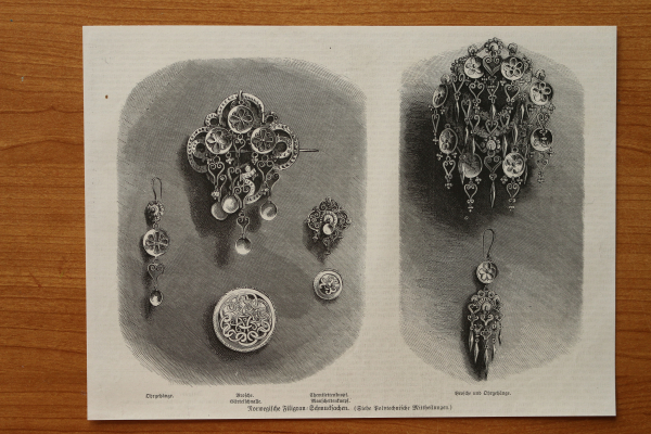 Wood Engraving Norway 1871 jewelry